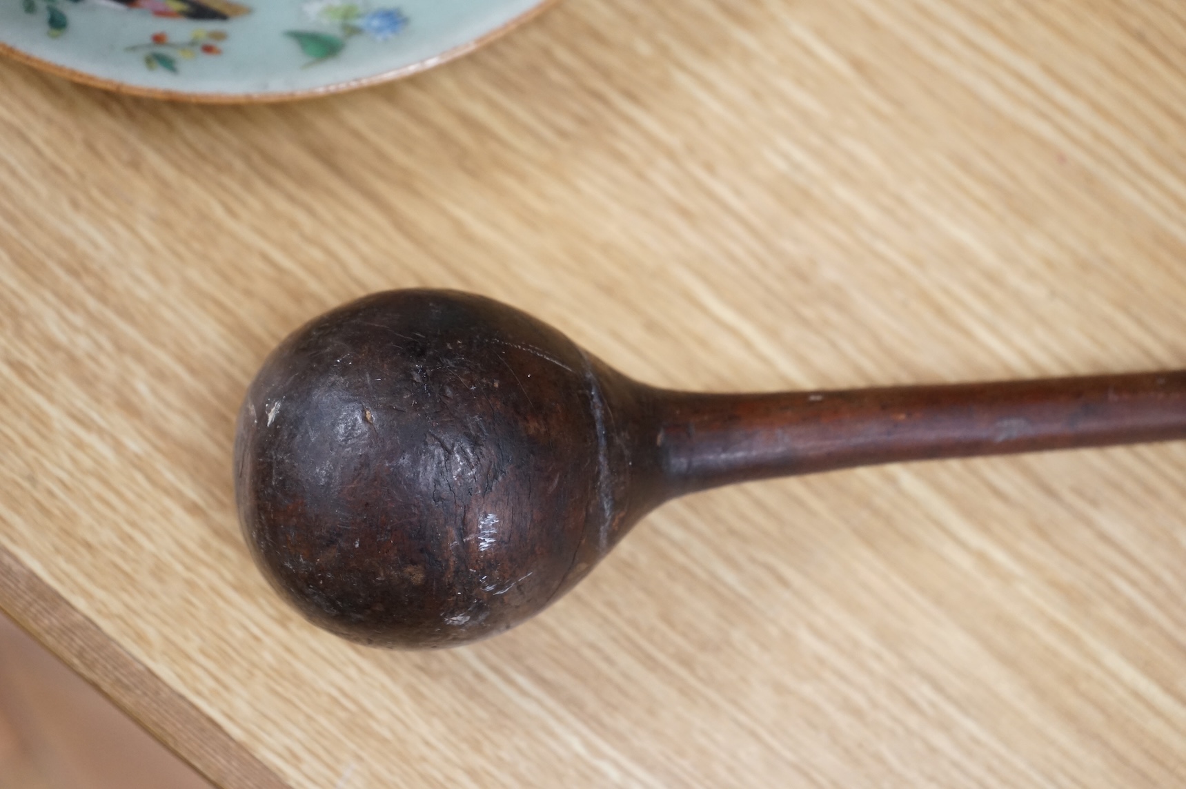 A Zulu Knobkerrie, late 19th century, Provenance - vendors grand father in law brought back from Africa when working in the Gold Coast late 19th/early 20th century. 51cm long.